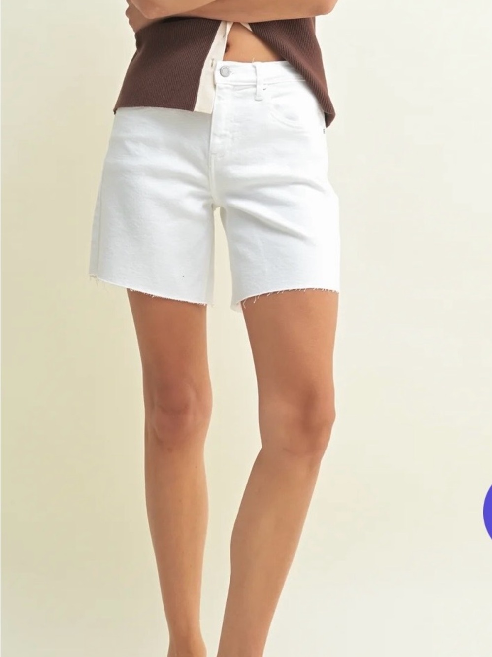 White Mid- Rise Denim Shorts NEW